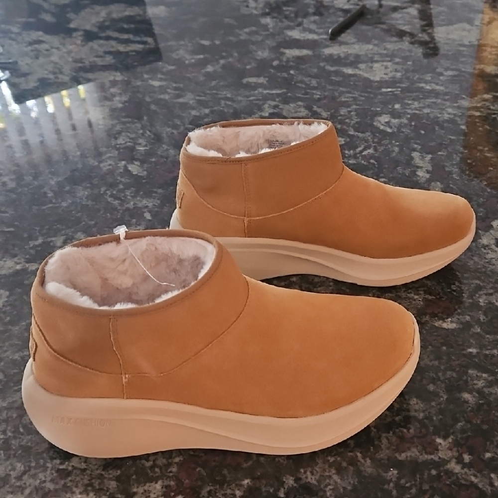 Skechers Tan Ankle Boots with Ultra Go Cushioning